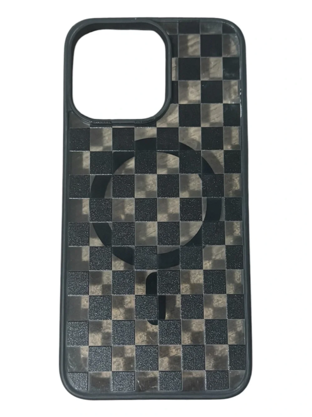 Black Checkerboard MagSafe-Compatible Phone Case